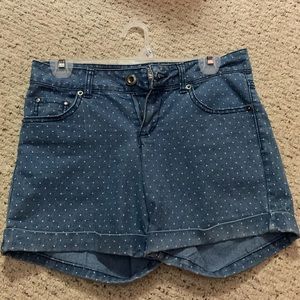 Blue with white polka dot shorts